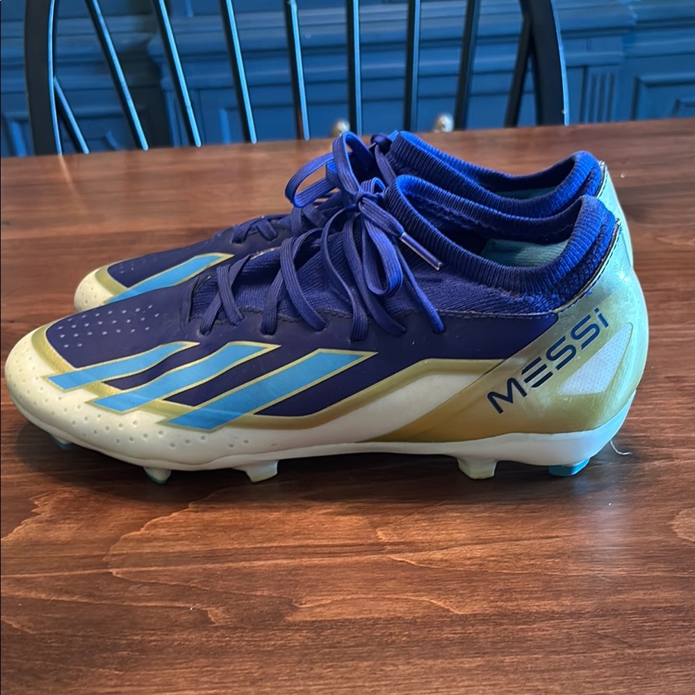 adidas Blue and Gold Messi Athletic Shoes